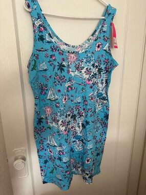 Lilly Pulitzer Turquoise Tropical Print Tank Dress